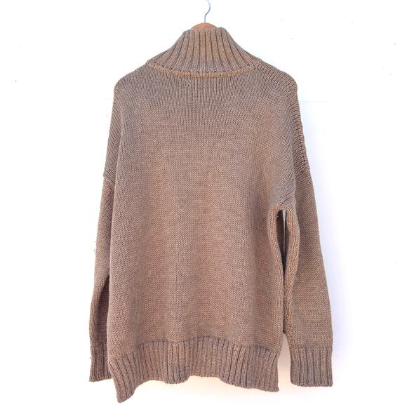 Shaina Mote Baby Alpaca Knit Oversized Slouchy Turtleneck Sweater Tan Small - Picture 3 of 8